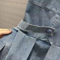 Louis Vuitton Women LV Denim Button Tab Pleat Dress Cotton Blue 1AFLXY (3)