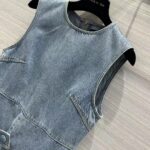 Louis Vuitton Women LV Denim Button Tab Pleat Dress Cotton Blue 1AFLXY - Bild 5