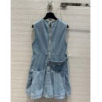Louis Vuitton Women LV Denim Button Tab Pleat Dress Cotton Blue 1AFLXY - Bild 3