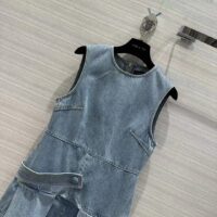Louis Vuitton Women LV Denim Button Tab Pleat Dress Cotton Blue 1AFLXY (3)