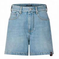 Louis Vuitton Women LV Denim Carpenter Shorts Cotton Blue 1AFPDU (10)