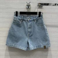 Louis Vuitton Women LV Denim Carpenter Shorts Cotton Blue 1AFPDU (10)