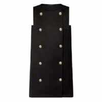Louis Vuitton Women LV Double-Breasted Satin Dress Black 1AFFOM (1)