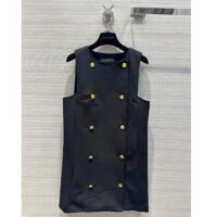 Louis Vuitton Women LV Double-Breasted Satin Dress Black 1AFFOM (1)