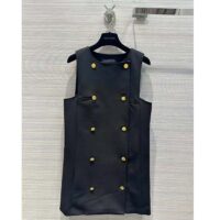 Louis Vuitton Women LV Double-Breasted Satin Dress Black 1AFFOM (1)