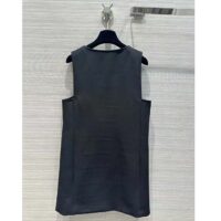 Louis Vuitton Women LV Double-Breasted Satin Dress Black 1AFFOM (1)