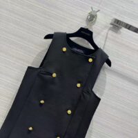 Louis Vuitton Women LV Double-Breasted Satin Dress Black 1AFFOM (1)