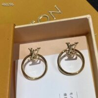 Louis Vuitton Women LV Eclipse Earrings Metal Gold-Color Initials M00763 (5)