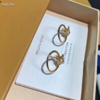 Louis Vuitton Women LV Eclipse Earrings Metal Gold-Color Initials M00763 (5)