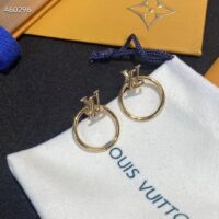 Louis Vuitton Women LV Eclipse Earrings Metal Gold-Color Initials M00763 (5)