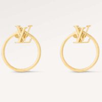 Louis Vuitton Women LV Eclipse Earrings Metal Gold-Color Initials M00763 (5)