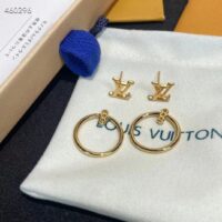 Louis Vuitton Women LV Eclipse Earrings Metal Gold-Color Initials M00763 (5)
