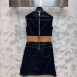 Louis Vuitton Women LV Eyelet Belt Denim Dress Dark Blue 1AFGA5 – Image 3