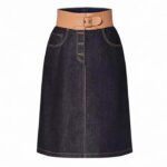 Louis Vuitton Women LV Eyelet Belt Denim Skirt Navy 1AFGNY