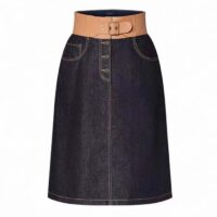 Louis Vuitton Women LV Eyelet Belt Denim Skirt Navy 1AFGNY (13)