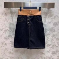 Louis Vuitton Women LV Eyelet Belt Denim Skirt Navy 1AFGNY (13)