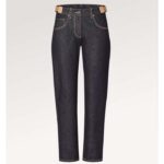 Jean à œillets Louis Vuitton pour femme, bleu marine, coton, 1AFGME