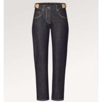 Louis Vuitton Women LV Eyelet Tab Jeans Navy Cotton 1AFGME (10)