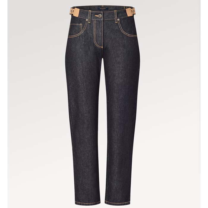 Louis Vuitton Women LV Eyelet Tab Jeans Navy Cotton 1AFGME