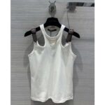 Louis Vuitton Women LV Eyelet Tab Tank Top White Cotton 1AFKP5 - Image 2