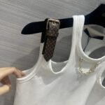 Louis Vuitton Women LV Eyelet Tab Tank Top White Cotton 1AFKP5 - Image 9