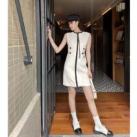Louis Vuitton Women LV Fitted Scuba Dress Eggshell Beige 1AFF99 (9)