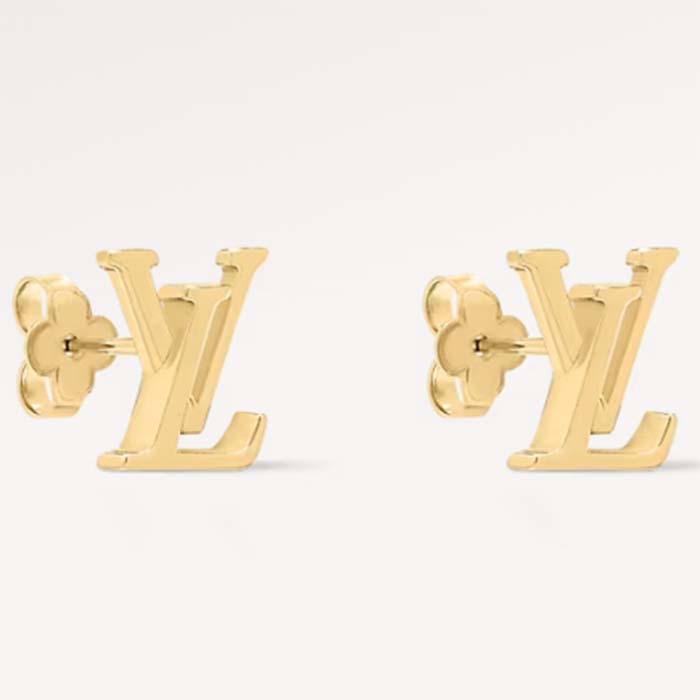 Louis Vuitton Women LV Iconic Earrings Gold-Color Initials M00743
