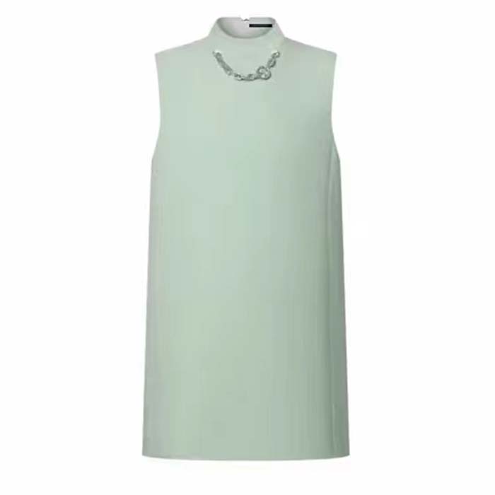 Louis Vuitton Women LV Mock-Neck Straight Dress Almond Green 1AFF75