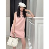 Louis Vuitton Women LV Mock-Neck Straight Dress Light Pink 1AFCHR (3)