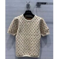 Louis Vuitton Women LV Monogram Jacquard Knit Top Wool Ecru 1AFEEU (5)