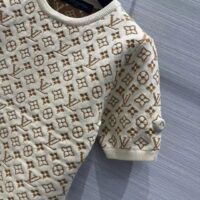 Louis Vuitton Women LV Monogram Jacquard Knit Top Wool Ecru 1AFEEU (5)