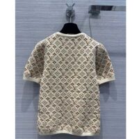 Louis Vuitton Women LV Monogram Jacquard Knit Top Wool Ecru 1AFEEU (5)