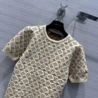 Louis Vuitton Women LV Monogram Jacquard Knit Top Wool Ecru 1AFEEU (5)