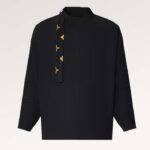Louis Vuitton Donna LV Monogram Lavalier Camicia con Maniche a Bottone Nera 1AFCAV