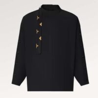 Louis Vuitton Women LV Monogram Lavaliere Button Sleeve Blouse Black 1AFCAV (1)