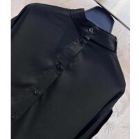 Louis Vuitton Women LV Monogram Lavaliere Button Sleeve Blouse Black 1AFCAV (1)