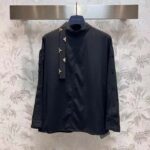 Louis Vuitton Women LV Monogram Lavaliere Button Sleeve Blouse Black 1AFCAV - immagine 2