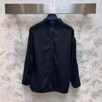 Louis Vuitton Women LV Monogram Lavaliere Button Sleeve Blouse Black 1AFCAV (1)