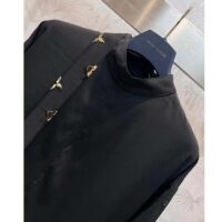 Louis Vuitton Women LV Monogram Lavaliere Button Sleeve Blouse Black 1AFCAV (1)