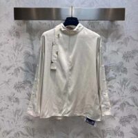 Louis Vuitton Women LV Monogram Lavaliere Button Sleeve Blouse White (12)