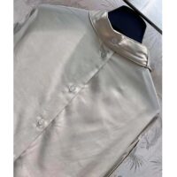 Louis Vuitton Women LV Monogram Lavaliere Button Sleeve Blouse White (12)