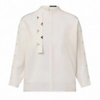 Louis Vuitton Women LV Monogram Lavaliere Button Sleeve Blouse White (12)