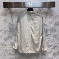 Louis Vuitton Women LV Monogram Lavaliere Button Sleeve Blouse White (12)