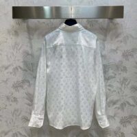 Louis Vuitton Women LV Monogram Long-Sleeved Silk Shirt White 1AFJUE (2)