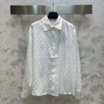 Louis Vuitton Men LV Monogram Long-Sleeved Silk Shirt White 1AFJUE – Bild 2