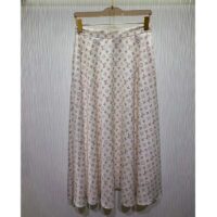 Louis Vuitton Women LV Monogram Midi Skirt Silk Beige 1AFOJN (6)