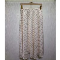 Louis Vuitton Women LV Monogram Midi Skirt Silk Beige 1AFOJN (6)