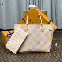 Louis Vuitton Women LV Neverfull MM Peach Damier Giant Coated Canvas N40668 (3)