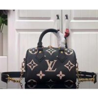 Louis Vuitton Women LV Speedy Bandoulière 20 Black Cowhide Leather M47048 (8)