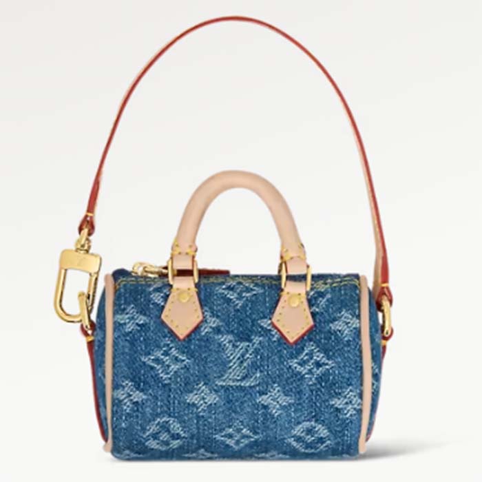 Louis Vuitton Women Micro Speedy Bag Charm Monogram Denim Canvas M01701